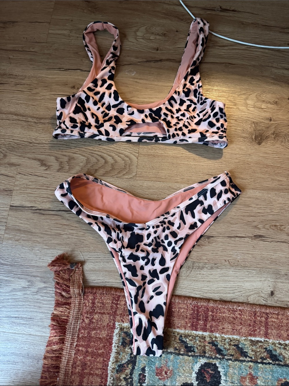 SHEIN Peach Leopard Print Bikini Set